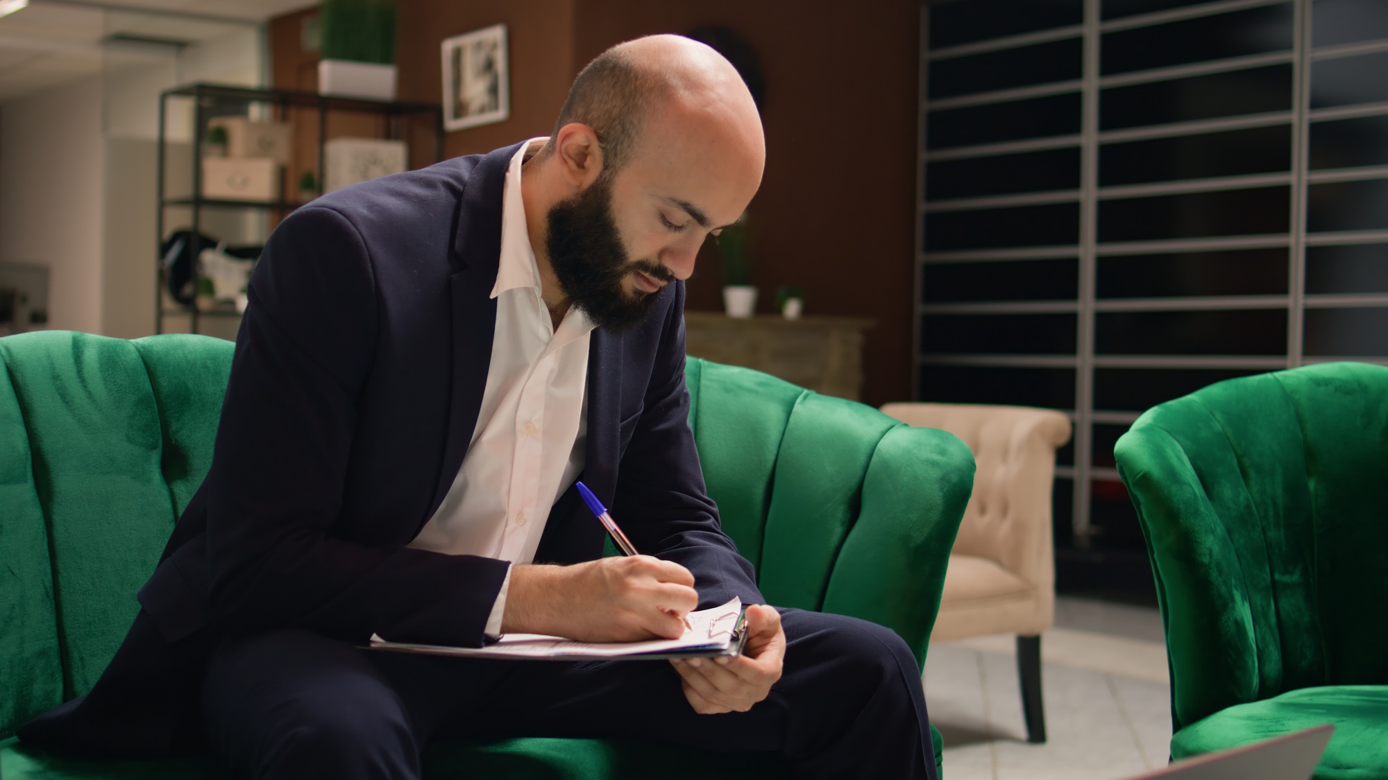 Business investor calculating funds